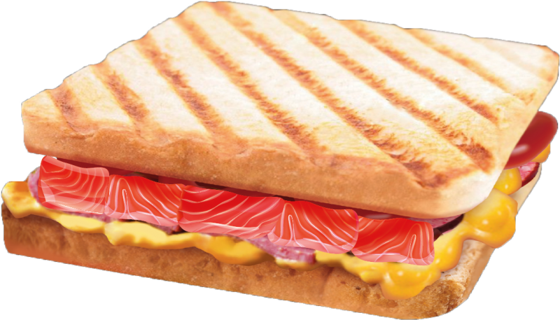 Сэндвич-тост Лосось с сыром чедр и свежими салатами